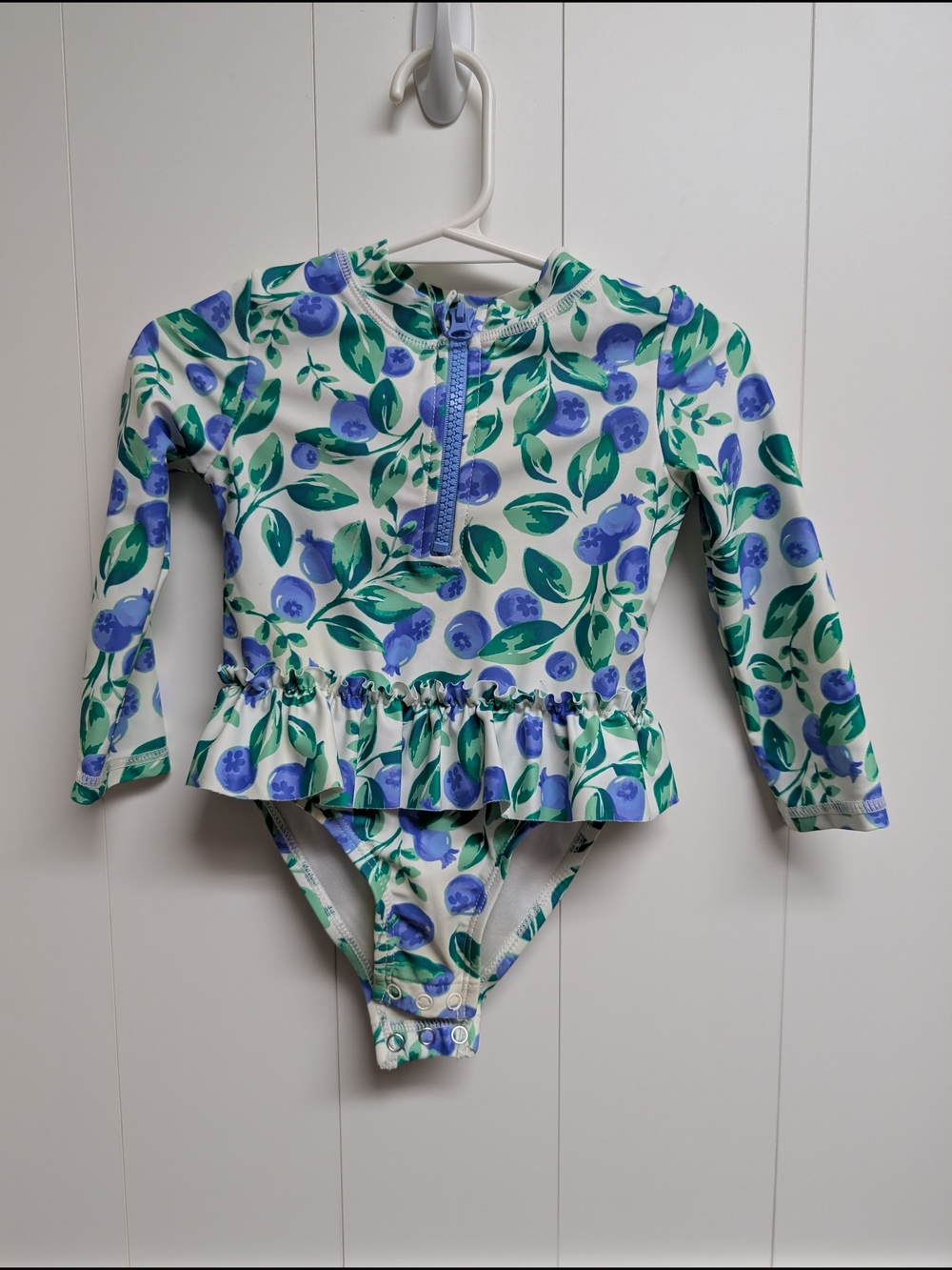 Tommy Bahama Girls' Blue and Green Long-Sleeve Blueberry One-Piece Swimsuit